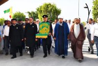 اهتزاز پرچم متبرّک حرم رضوی در پالایشگاه سوم پارس جنوبی اهتزاز پرچم متبرّک حرم رضوی در پالایشگاه سوم پارس جنوبی